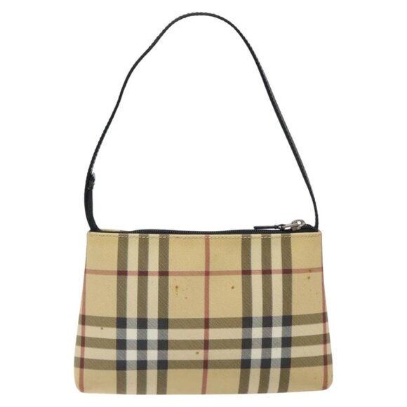 BURBERRY Nova Check Accessory Pouch PVC Beige Silver Auth 118331 - Picture 4 of 14